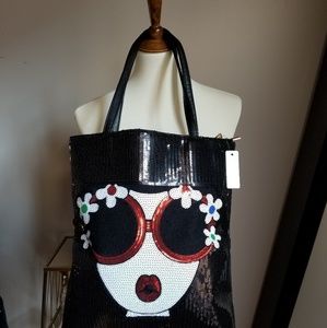 Black sequined girl tote